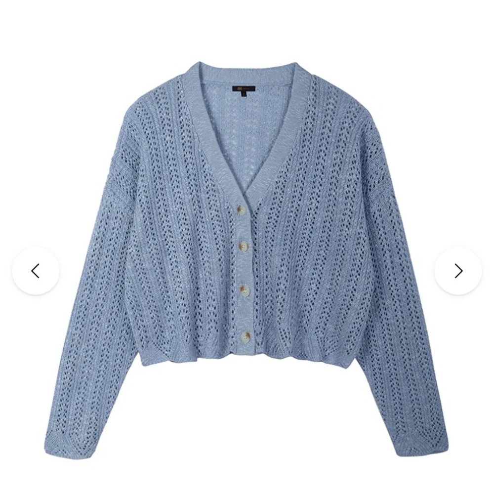 Slate Blue Frye crochet knit sweater